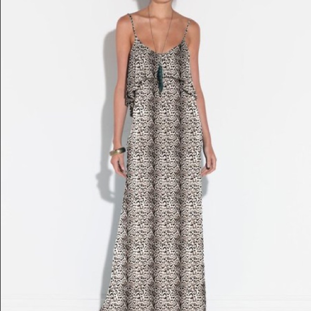 Brown and whit leopard maxi dress